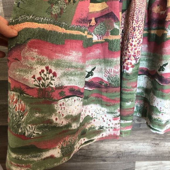 Vintage Linen Cotton  Blend Pleated Boho Prairie Maxi Skirt Medium - Picture 2 of 16